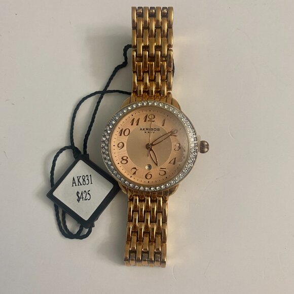 Akribos XXIV Watch AK831RG Rose Gold Color With Swarovski Crystals - Picture 9 of 10